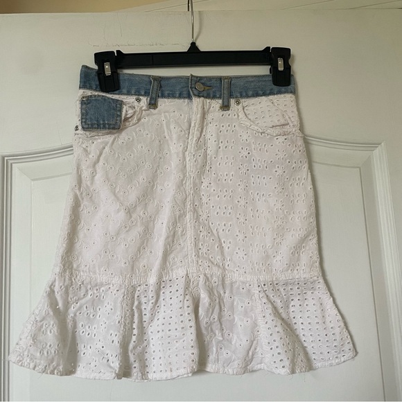 The Children’s Place Girls Skirt - Denim and White Embroidery - Girls Size 10 - Picture 1 of 3